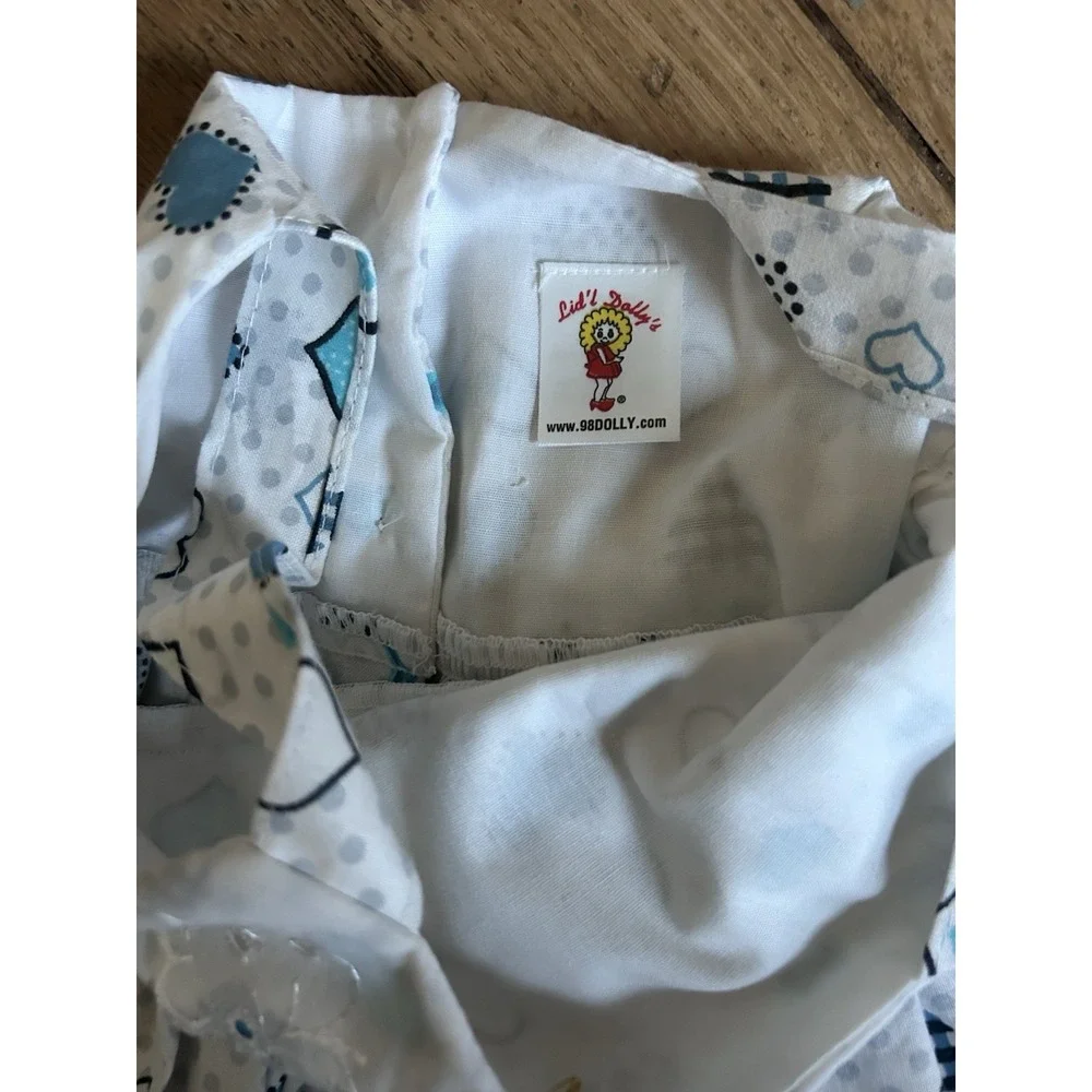 Lid'l Dolly's White Lace Bow Dress Size 1T 12 Months Baby USA Ruffle Blue Hearts